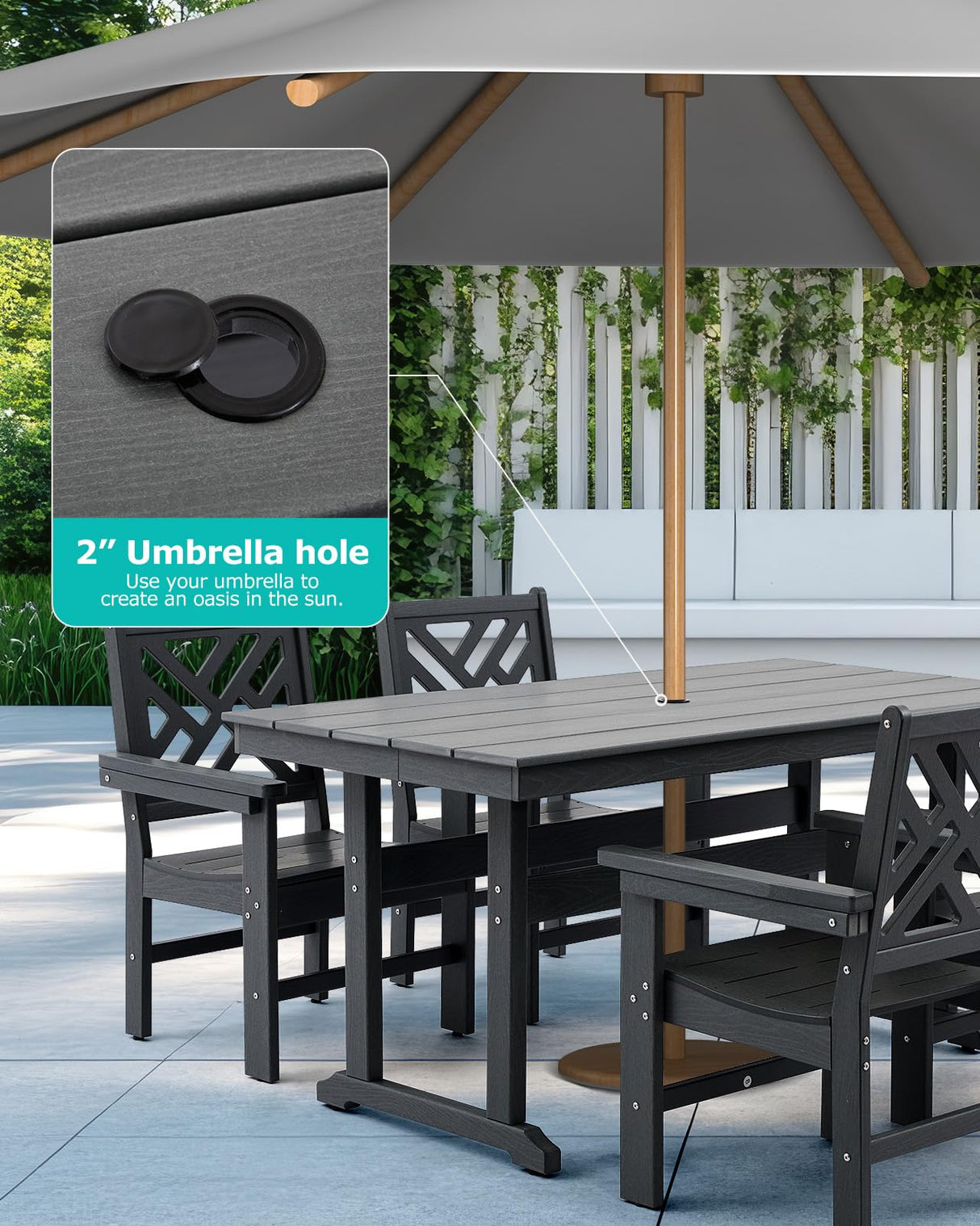 AXMOLM 12 Piece HDPE Outdoor Dining Set for 10, Patio Dining Furniture Set with 2 Table and Umbrella Hole, Outdoor Table and Chairs for Garden, Poolside, Backyard, Deck AXMOLM