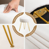 LUE BONA Vanity Stool, White Vanity Stools for Makeup Room, Round Ottoman Foot Stool, Velvet Footrest Vanity Chair for Bathroom Vanity, Bedroom, Living Room, Entryway, Offices LUE BONA