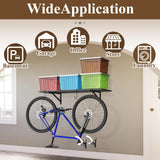 PEKGRIL Garage Wall Shelving Set of 2, 1.5X4 ft Garage Wall Shelves with 8 Hooks, Heavy Duty Wall Mounted Storage Shelf, Loads 260 lbs Each Metal Wall Shelf, Black PEKGRIL