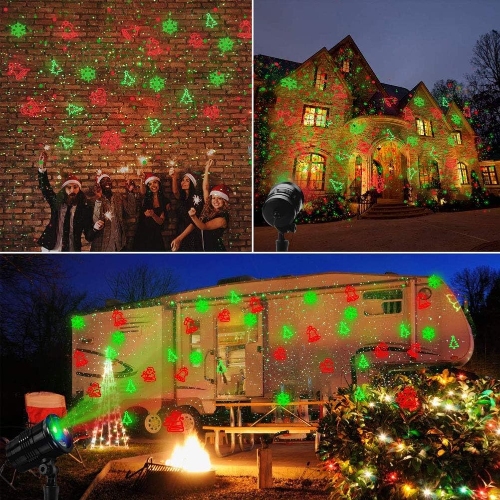 Christmas Projector Lights Outdoor Holiday Laser Lights Landscape Spotlight Red and Green Star Shower with 360 Accessibility Wireless Remote Christmas Decor for Xmas Party Outdoor Garden Patio Wall Y YUEGANG