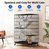 PawGiant 4-Tier Cat Cage 51 Inch Cat Crate Kennel Enclosure Playpen Large Metal Pet Cat Kitten Ferret Animal House Cage Indoor Outdoor with 2 Doors & 1 Hammock PawGiant