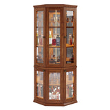 Tribesigns 70.87-Inch Corner Bar Cabinet, Tall Modern Corner Wine Cabinet with Doors & LED Lights, 5-Tier Home Bar Liquor Cabinet for Dining Room, Living Room, Kitchen, Rusitc Brown Tribesigns