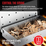 Kaluns Smoker Box For Gas Grill or Charcoal Grill, Stainless Steel Smoke Box, Works with Wood Chips, Add Smoked BBQ Flavor, Hinged Lid,Warp Free Grill Accessories Kaluns