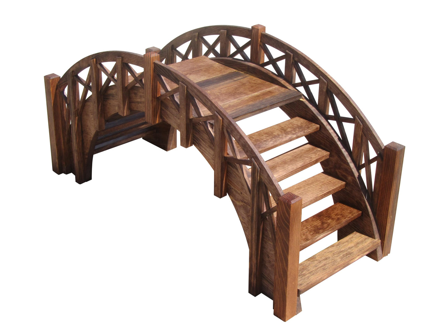 SamsGazebos Fairy Tale Garden Bridge with Decorative Lattice Railings and Steps, 33" L, Unfinished - WoodArtSupply