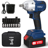 YIOU 20V MAX Cordless Impact Wrench Kit, 1/2 Inch, Compact, Blue YIOU