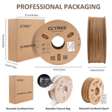 CCTREE Wood PLA Filament 1.75mm, 3D Printer PLA Plus(PLA+) with Real Wood Fiber Wood Texture Filament, Dimensional Accuracy +/- 0.02mm, 1kg Spool(2.2lbs), Fit Most FDM 3D Printers, Wood Teak CCTREE