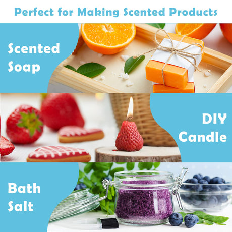 Fruity Fragrance Oil for Candle & Soap Making, Holamay Premium Essential Oils 5ml x 10 - Coconut, Strawberry, Mango, Pineapple, Summer Aromatherapy Diffuser Oils Set Holamay