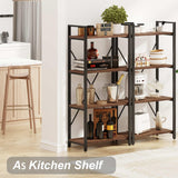 BON AUGURE Rustic Oak 4-Tier Industrial Bookshelf – Modern Open Etagere for Home and Office BON AUGURE