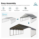 MFSTUDIO Carports 20x30 ft, Heavy Duty CarPort with Side Walls, Metal Outdoor Car Port Canopy Shelters Garage Shelter Shade with Galvanized Roof for Car, Truck and Boats MFSTUDIO