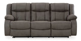 Signature Design by Ashley First Base Contemporary Faux Leather Manual Reclining Sofa, Gray Signature Design by Ashley
