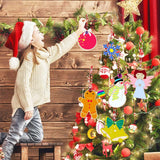 GUDELAK 48PCS Christmas Crafts for Kids, Wooden Christmas Ornaments Unfinished Wood Slices with 6 Styles, DIY Christmas Ornaments Kits for Christmas Tree Holiday Hanging Decorations GUDELAK