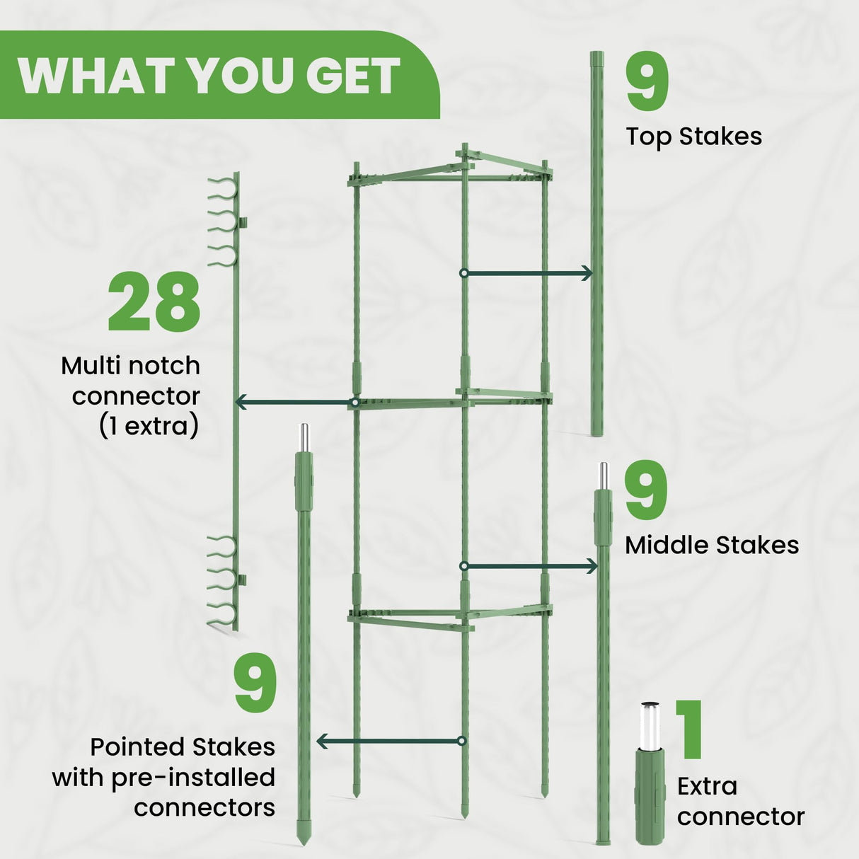 Tomato Cage - Trellis Stakes and Plant Support Structures for Vegetables and Climbing Plants - Tall Tomato Cages for Garden, Pots, Raised Garden Bed Outdoor (3 Pack - Up to 48 Inches) K-Brands