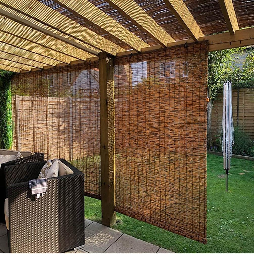 Bamboo Shades Blinds for Patio,Bamboo Roll Up Window Blind Natural Matchstick Sunshades,26" 30" 36" 44" 48" 52" 56" 60" 66" 72" 77" Wide Cordless Blackout Bamboo Roller Shade WZLSQLTY