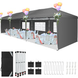 COBIZI Canopy 10x30 Pop Up Canopy Tent with 5 Sidewalls Party Tents for Parties Wedding Backyard Waterproof Canopy Outdoor Commercial Canopy Event Tent with Sandbags, Grey COBIZI
