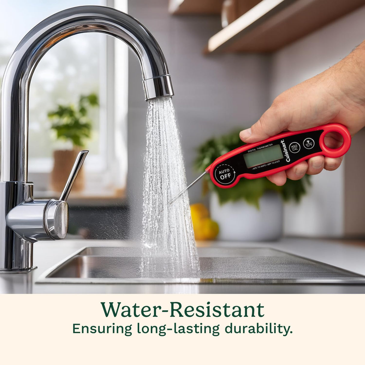 Cuisinart LCD Digital Instant Read Thermometer, Water Resistant Meat Thermometer for Home & Grill, Digital Grill Thermometer with Calibration & Backlight, Home Gadget, BBQ, Smoker, Oil Fry & Candy Cuisinart