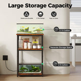 HavenlyYouth 10 Gallon Fish Tank Stand with Power Outlet , 3 Tier Aquarium Stand with Shelf, Turtle/Reptile Tank Stand for Home Office ,Adjustable Boards, 20.47''L×11.42''W×30.91''H, Retro Brown HavenlyYouth