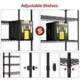 IZEUK 4-Tier Black Metal Storage Shelves, Heavy Duty Adjustable Wire Shelving Rack for Garage, Kitchen, Bathroom, Closet Organizer, 1000 lbs Capacity, 15.7" D x 33.5" W x 59.5" H IZEUK