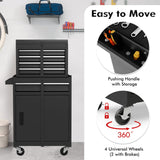 Goplus Rolling Tool Chest, 5 Drawers Tool Storage Cabinet with Universal Lockable Wheels, Detachable Top Toolbox, Lock Bar, Protective Liner, Heavy Duty Metal Tool Cart, Tool Box for Workshop Garage Goplus