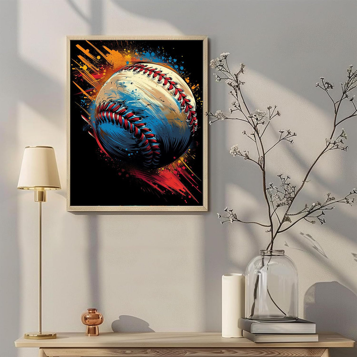 Graffiti Baseball Paint by Numbers Black Background Painting by Number for Adults Beginners Sport Baseball DIY Painting Canvas with Brushes Acrylic Paints Perfect for Decor 16x20 Inch（Without Frame） Generic
