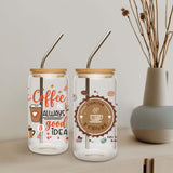 UV DTF Cup Wraps Transfer - 8 Sheets Coffee UV DTF Transfer Sticker for 16 OZ Glass, Coffee Dessert Love Icecream Bread Design, Ready to Press, Waterproof DIY Crafts CRASHOT