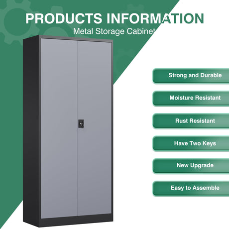 Letaya Metal Garage Storage Cabinets with Lock Door and Adjustable Shelves, Steel Tool Cabinets for Home,Office,Warehouse Organisieren (Black Grey, 72" H) Letaya