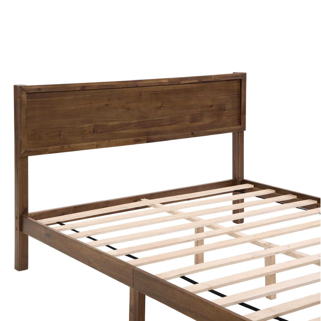 MT EDITION Wood Queen Size Bed Frame,Wooden Queen Platform Bed Frame with Headboard,Sturdy Rubber Modern Home Style Bed Frame for Bedroom (Queen) MT EDITION