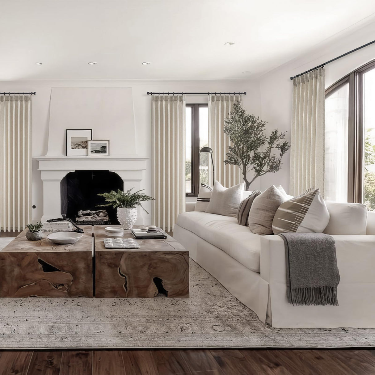 Topfinel Pinch Pleated Curtains 90 Inches Long 2 Panels Set,Oatmeal Semi Sheer Blend Fabric Farmhouse Cozy Rustic Western Home Decor Curtain Drapes for Living Room Bedroom,40x90 inch Length,Apricot Topfinel