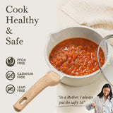 CAROTE 1.5Qt & 3.0Qt Sauce Pan Set with Lid Nonstick Saucepan 4 Pcs Non Stick Sauce Pots Cooking Pot with Pour Spout, Easy to Clean, Small Kitchen Pots Induction Pot, PFOA FREE (White Granite) CAROTE