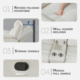 Lexicon Manual Double Reclining Loveseat, Polished Microfiber Manual Wall Hugger Loveseat Recliner for Living Room, Center Storage Console/Cup Holders, Easy Assembly, Beige Lexicon