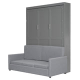 Ball & Cast Queen Size Murphy Bed,Murphy Bed Cabinet W/Sofa & Top Shelf,No Box Spring Needed,Hideaway Wall Bed for Bedroom,Home Office,Apartment,Gray Ball & Cast