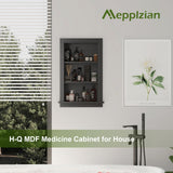 Mepplzian Recessed Medicine Cabinet,14x24 in Wall Bathroom Cabinet with Storage,Bathroom Niche for Shower Wall for Bedroom/Hallway,Black Shower Wall Niche Insert for Drywall,MDF Mepplzian
