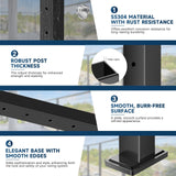 Gyykzz 36" One-Stop Cable Railing Post Kit, 4 Pack Level Drilled Line Post, Adjustable Top Cable Railing System Including 4 Railing Post, 165ft Cable, 10 Sets Terminal, 80 Cable Grommets (No Handrail) Gyykzz