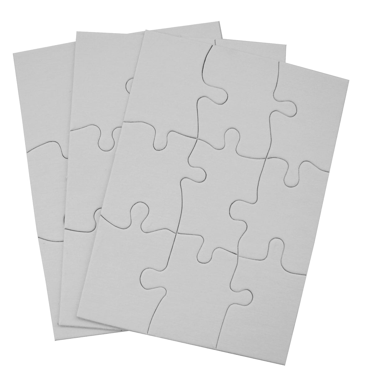 Inovart Puzzle-It 9-Piece Blank Puzzle, 12 Puzzles Per Package, 4" x 5-1/2", White INOVART