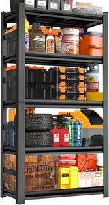 Garage Shelving - 5 Tier Adjustable Storage Shelves, Heavy Duty Metal Storage Utility Rack Shelf Unit for Warehouse Pantry Closet Kitchen, Black, 32" W X 16" D X 63" H PRESTELION