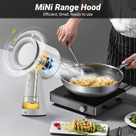 AMZCHEF Portable Range Hood, Desktop Range Hood with 3 Speed Exhaust Fan,Low Noise Large Oil Collection Cup,Detachable Aluminum Filter, Portable Kitchen Exhaust Fan for Indoor BBQ, Hot Pot-wc AMZCHEF