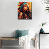 Tribal Indian Girl DIY Paint by Numbers for Adults Traditional Native American Female DIY Oil Painting Acrylic Paint Art Fashion Women Painting Kit Canvas with Acrylic Paints Art 16x20 Inch(Frameless) TUMOVO