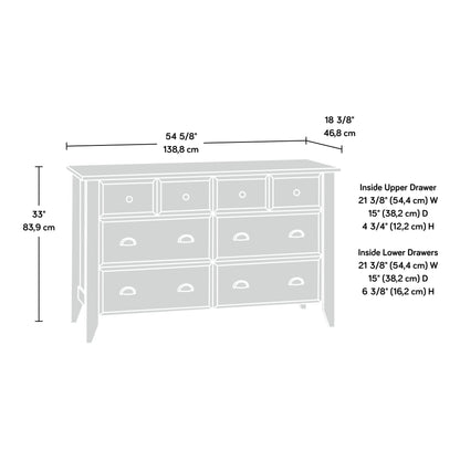 Sauder Shoal Creek Dresser, L: 60.0" x W: 16.73" x H: 35.04, Oiled Oak finish - WoodArtSupply