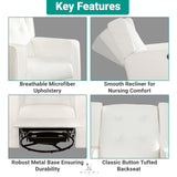 Naomi Home Odelia Swivel Rocker Recliner Glider, Bright White - Ergonomic Nursing Chair with Footrest for Soothing Comfort in Compact Spaces Naomi Home