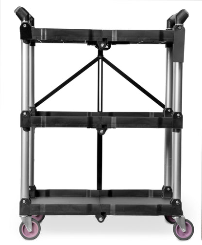 WEN Compact Foldable Service Utility Cart, Three Tier with 165-Pound Capacity (73065) - WoodArtSupply