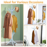 GOFLAME 73" Coat Rack Freestanding, Wooden Coat Tree with 12 Hooks and Umbrella Stand, Entryway Hall Tree, Hat Hanger Organizer, Coat Rack Stand for Coats, Hats, Scarves, Bags, Easy Assembly, Grey GOFLAME