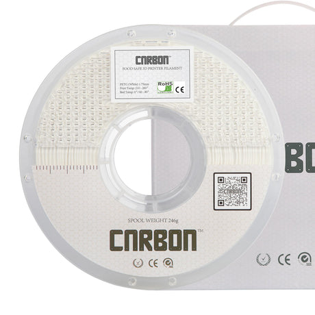 Certified Food Grade PETG 3D Printer Filament - CARBON by Comfy Materials - Lab Tested FDA Compliant Food Safe, 1.75mm, 1kg, Accuracy: +/- 0.02 (White) CARBON