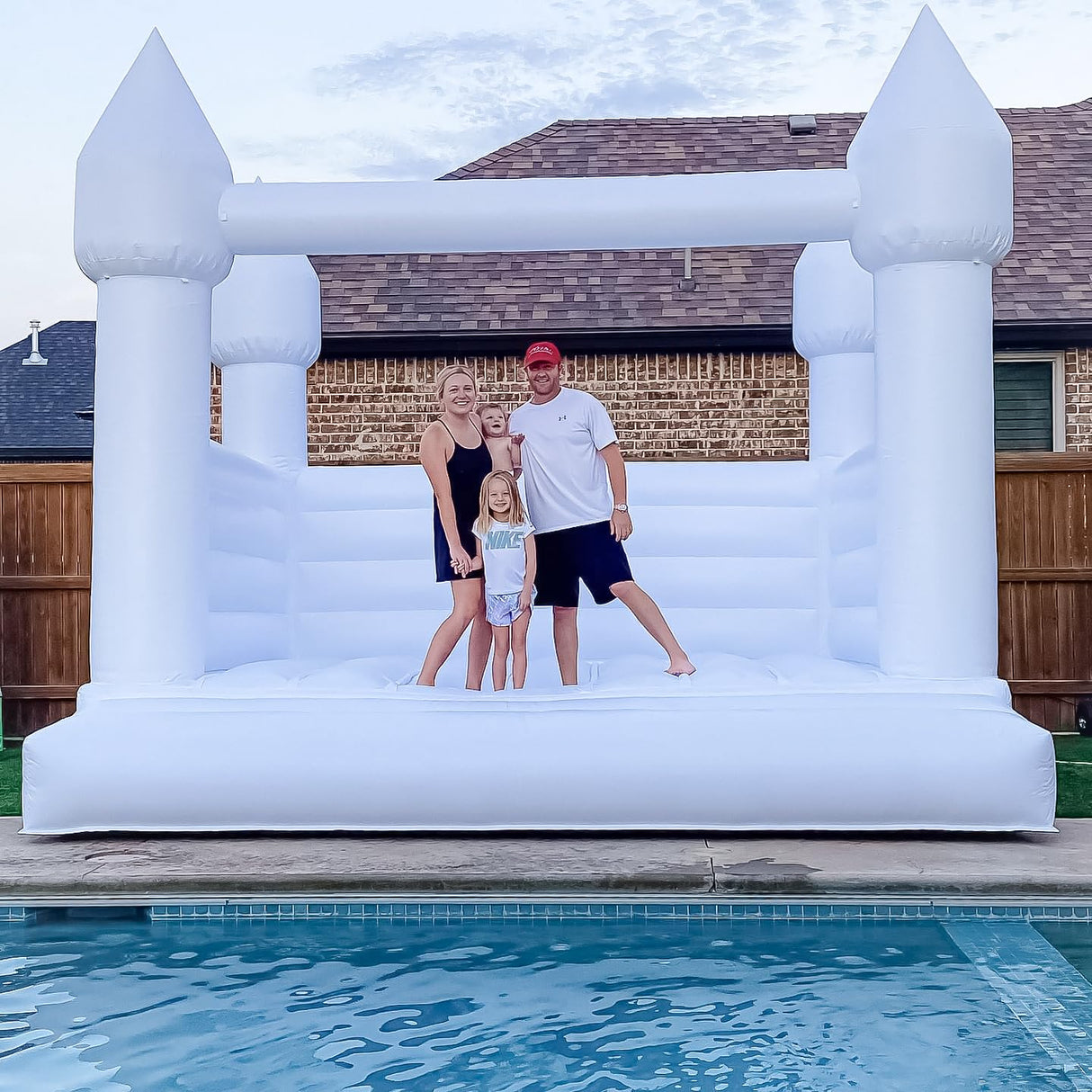 Inflatable White Bounce House Castle, 13x13x10ft Large Jumper PVC Bouncy House with Blower for Toddler Kids and Adults Indoor or Outdoor Wedding Birthday Party ZAFIED