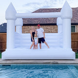 Inflatable White Bounce House Castle, 13x13x10ft Large Jumper PVC Bouncy House with Blower for Toddler Kids and Adults Indoor or Outdoor Wedding Birthday Party ZAFIED