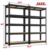 REIBII Set of 2 Storage Shelves 5 Tier Garage Shelving Heavy Duty Adjustable Garage Shelves Load 2000LBS Metal Shelving Units for Storage Warehouse Pantry Closet, 27.6" W x 11.8" D x 60" H REIBII