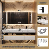 ZGNBSD Bathroom Vanity with Sink - Floating Bathroom Vanity | LED Smart Defogging Medicine Cabinet Included | Solid Wood Modern Bathroom Vanity | Wall Mounted (Double Sink,60") ZGNBSD