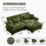 SoarTalent 93.7" Modern Oversized Modular Sectional Sofa 2-Seater Loveseat L-Shaped Cloud Couch with Ottoman,Pillows and Overthick Cushion for Living Room,Home Theater,Apartment,Velvet,Olive Green SoarTalent