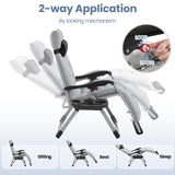 Yaheetech Zero Gravity Chair, Folding Reclining Lounge Recliner with Removable Pad & Headrest & Side Cup Holder Tray for Indoor and Outdoor Gray/1 Yaheetech