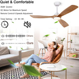 Ceiling Fans with Lights, 52 Inch Ceiling Fan with Remote/APP Control,3CCT Dimmable Light,Noiseless Reversible DC Motor,3 Solid Wood Blades,Indoor/Outdoor Ceiling Fans for Bedroom,Farmhouse,Patio ducrew