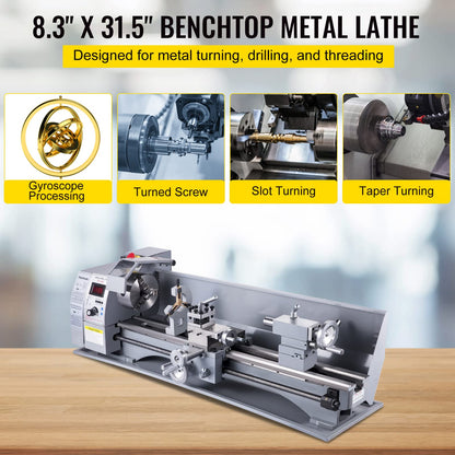 VEVOR Metal Lathe, 210x800 Mini Lathe Machine, 2500 RPM Variable Speed Change, 850W Precision Mini Lathe, Metal Working Lathe with Brushless Motor, Milling Machine for Various Metal Turning - WoodArtSupply