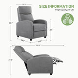 Recliner Chair with Massage and Lumbar Support, Small Fabric Home Theater Seating, Adjustable Modern Reclining Chair for Adults in Living Room Zibbizo